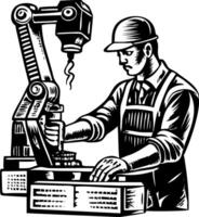 A glyph style illustration representing machine worker vector
