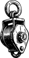 A vintage style illustration showing pulley block vector