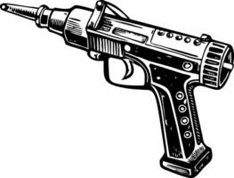 A vintage style illustration showing rivet gun vector