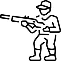 A line style icon depicting a hunting man figure vector
