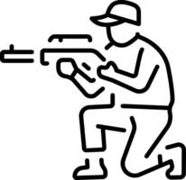 An icon of a camouflage hunter in line style vector