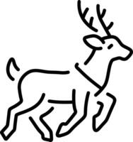 A linear style icon showing a leaping deer vector