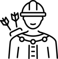 A line style icon representing a bow hunting character vector