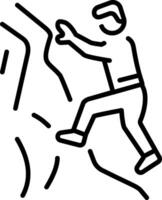 A line style icon showing a climbing character vector