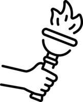 A linear style icon representing a fire torch vector
