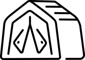 A line style icon depicting a camping tent setup vector