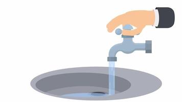 Manual rotation of the water tap, alpha channel animation. Cartoon. video