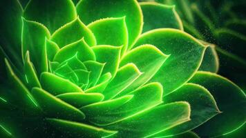 Close-up view of a vibrant green succulent plant showcasing intricate leaf patterns and textures in natural light video