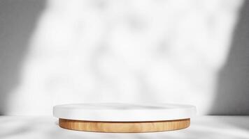 3D rendering of minimal wooden podium scene for product background video