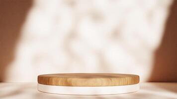 3D rendering of minimal wooden podium scene for product presentation video