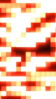 Bright glowing pixel squares in red and yellow tones, forming an abstract digital grid with intense light spots video
