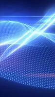 Abstract flowing digital wave composed of glowing blue dots forming a dynamic light pattern video