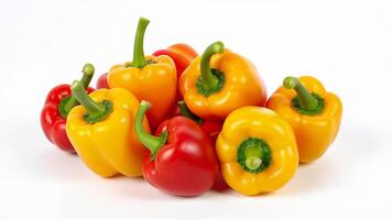 Yellow and red bell peppers isolated on a white background. Suitable for food, nutrition, and healthy eating photo