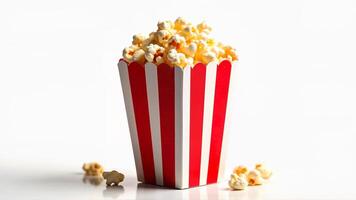 Fresh Popcorn in Red Striped Box Isolated photo