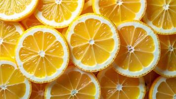Close Up of Sliced Lemon Pieces Overlapping photo