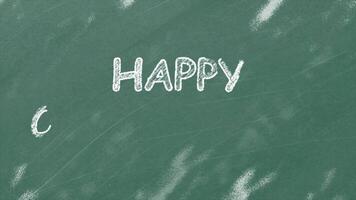 Animation chalk text of happy graduation, hand drawn on school Chalkboard, Chalk text style loop seamless animation video