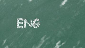 Animation chalk text of english, hand drawn on school Chalkboard, Chalk text style loop seamless animation video