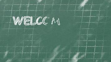 Animation chalk text of welcome b, hand drawn on school Chalkboard, Chalk text style loop seamless animationack to school video