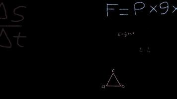 Matrix of handwriting math calculations functions equations formulas loop with chalk text effect motion background. Seamless loop. Alpha channel video