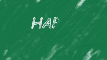 Animation chalk text of happy summer hand drawn on school Chalkboard, Chalk text style loop seamless animation video