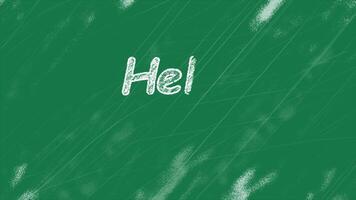 Animation chalk text of hello summer, hand drawn on school Chalkboard, Chalk text style loop seamless animation video