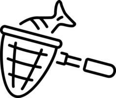 A linear style icon showing a fishing net vector