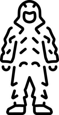 A linear style icon showing a character wearing ghillie suit