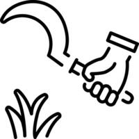An outline style icon depicting hand sickle vector
