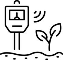 An outline style icon depicting soil analyzer vector