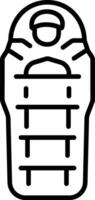 A linear style icon showing a camping sleeping bag vector