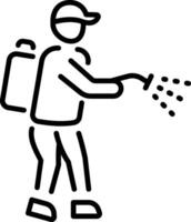 An outline style icon depicting spray fertilizer vector