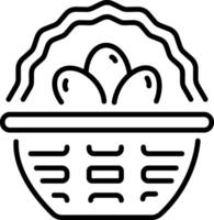 A linear style icon representing egg basket vector