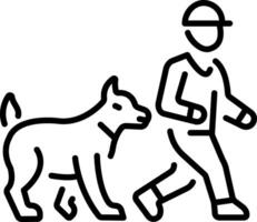 Linear icon representing a character having a hunting dog vector