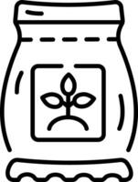 An outline style icon depicting fertilizer bag vector