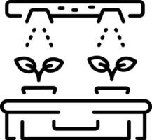 A linear style icon representing hydroponic bed vector