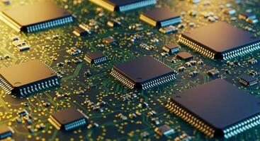 a close up of electronic components on a computer motherboard photo