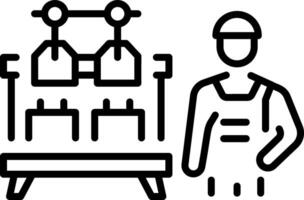 A line style icon showing factory worker vector