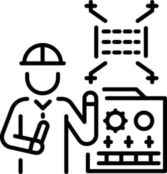A line style icon showing textile engineer vector