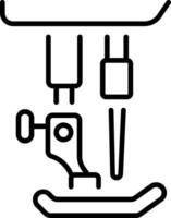 A linear style icon representing presser foot vector