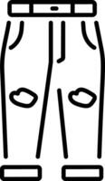 A line style icon showing ripped jeans vector