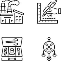 Set of Textile Factory Line Style Icons vector