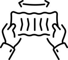 A line style icon showing stretching fabric vector