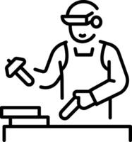 A line style icon showing worker vector