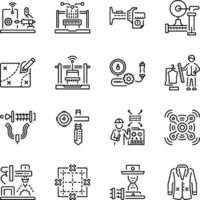 Set of Textile Art Outline Style Icons vector