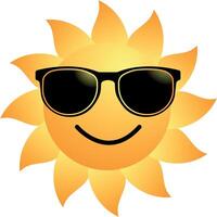 Sun in sun glasses isolated on a white background, summer or holiday graphic element vector