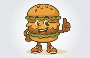 Burger Mascot Cartoon Character Logo Template vector