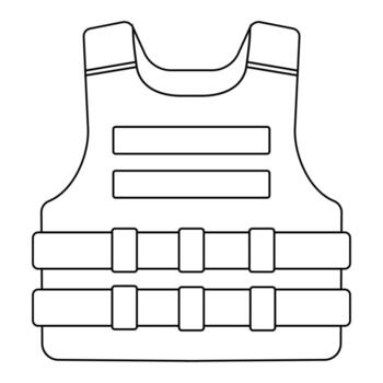 Protective vest design displayed in a simplistic outline on a plain background vector