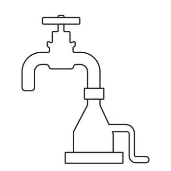 Water faucet with unique design and modern lines displayed in minimalist outline style vector