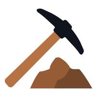 Pickaxe resting on a rock at a construction site during the day vector