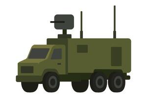 Military communication vehicle designed for tactical operations in remote locations vector